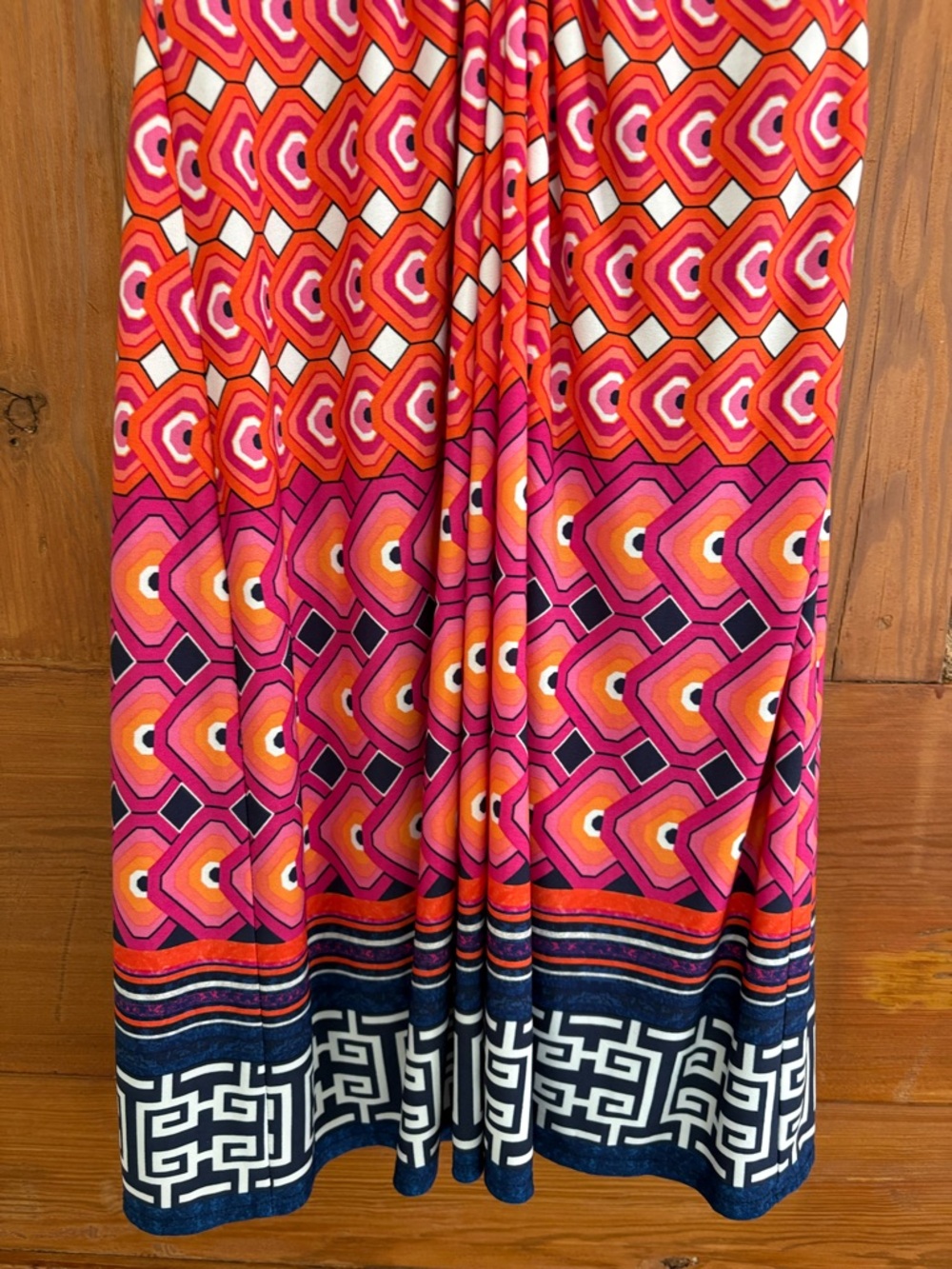 Laundry By Shelli Segal Pink and Orange Geometric Twist-Front Dress Size 10 - Picture 3 of 8